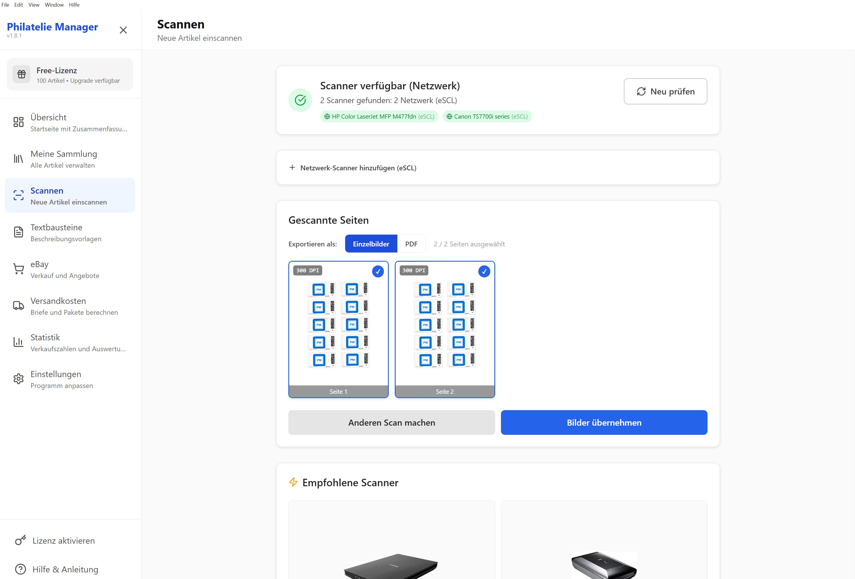 Mehrseitiger ADF-Scan